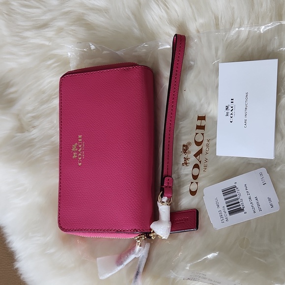 Gorgeous NWT Coach Dahlia Pink Wildflower Double Zippered Wallet 🎁💋🌷🌸💓 - Picture 1 of 16